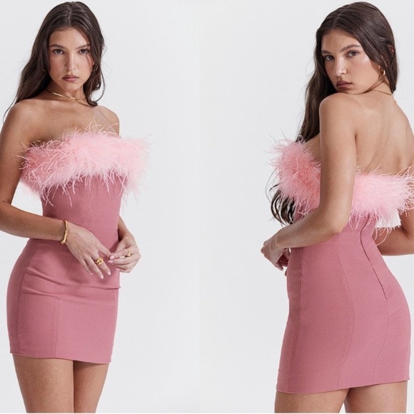 NWOT HOUSE OF CB 'Alexa' Warm Pink Strapless Mini Dress sz XS - Picture 2 of 9